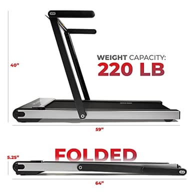 Sunny Health & Fitness Asuna Space Saving Treadmill, Motorized with Low Profile, Speakers & Slim Folding - 8730,Black - Image 5