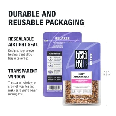 Tiesta Tea - Nutty Almond Cream, Premium Loose Leaf, Cinnamon Almond Herbal Tea Blend, Non-Caffeinated, Make Hot or Iced & Brews Up to 25 Cups, 2.1 Ounce Resealable Pouch - Image 9