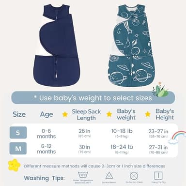 ZIGJOY Sleep Sack Swaddle 1.0 Tog Baby Wearable Blanket 100% Cotton Baby Swaddle Blanket for Newborns 0-6 Months Space&Blue - Image 6