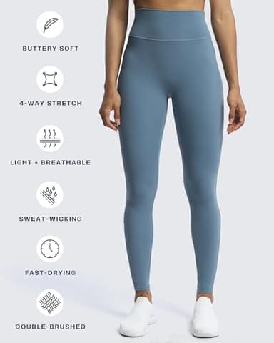 Aoxjox High Waisted Workout Leggings for Women Trinity Yoga Pants 26.5" (Steel Blue, Medium) - Image 5