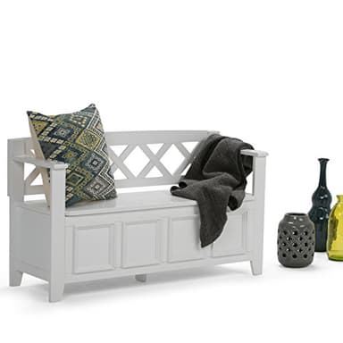 SIMPLIHOME Amherst Entryway Storage Bench - 48 inch Wide Solid Wood Hallway Seat in White, Transitional Bench for Entryway or Living Room with Lift-Up Lid and Spacious Storage - Image 3