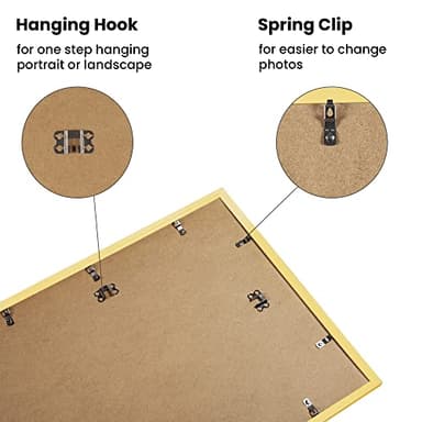 upsimples 16x20 Picture Frame Set of 5, Display Pictures 11x14 with Mat or 16 x 20 Without, Wall Gallery Poster Frames, Gold - Image 8