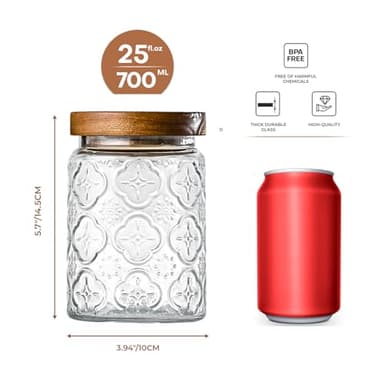 Adodeen 3-Pack 24oz Glass Jar With Airtight Lid,Kitchen Canisters For Countertop,Coffee Sugar Container Set,Pantry Glass Storage Containers For Flour,Candy,Loose Tea,Snack, mason jars - Image 3