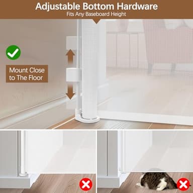 55 Inch Extra Tall Pet Gate Tall Retractable Baby Gate - No Jumping, Extends to 55" Wide Retractable Gate Outdoor Retractable Dog Gate Indoor Extra Tall Baby Gate Tall Pet Gates for Doorways, White - Image 7