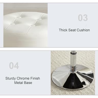 Gitrah White Vanity Chair for Makeup Room Round Ottoman Tufted PU Leather Makeup Chair Vanity Stools for Bathroom Height Adjustable 360 Swivel - Image 9