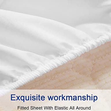 SONORO KATE Bed Sheet Set Super Soft Microfiber 1800 Thread Count Luxury Egyptian Sheets 16-Inch Deep Pocket Wrinkle and Hypoallergenic-4 Piece(Queen White) - Image 7