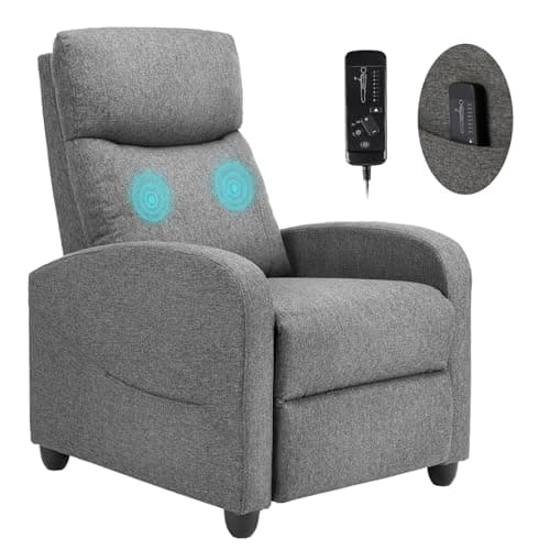 SMUG Recliner Chair for Living Room, Leather Recliners, Home Theater Seating with Lumbar Support with Adjustable Backrest and Footrest, Modern Living Room Furniture with Padded Seat, Grey Seating - Image 1