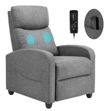 SMUG Recliner Chair for Living Room, Leather Recliners, Home Theater Seating with Lumbar Support with Adjustable Backrest and Footrest, Modern Living Room Furniture with Padded Seat, Grey Seating - Image 1