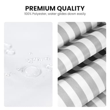 NECHEGI Shower Curtain Washable Cloth Bathroom Shower Curtain with 12 Hooks and Weighted Bottom, Fabric Rustic Striped Shower Curtain 72x72 Inches Grey - Image 3