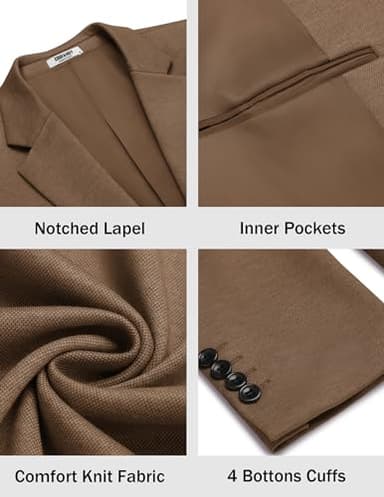 COOFANDY Mens Dress Sport Coats Casual Stylish Suit Jacket Blazer Big and Tall Brown - Image 5