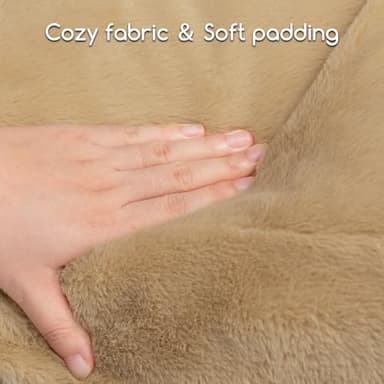 Hollypet Fluffy Plush Pet Dog Cat Couch Soft Calming Pet Sofa Bed for Medium Small Cats and Dogs, Light Brown - Image 7