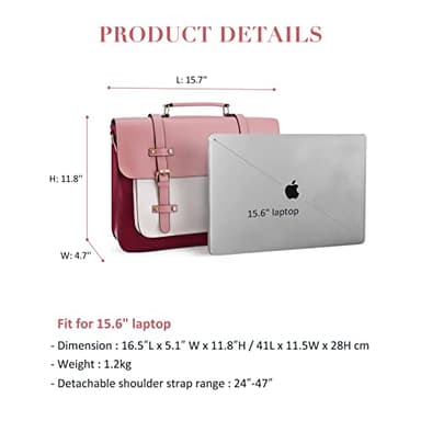 ECOSUSI Laptop Bag for Women Vegan Leather Messenger Purse Fashion Briefcase Backpack 15.6 inch Computer Satchel Handbag - Image 6