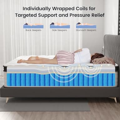 LETMOON King Size Mattress, 12 Inch Hybrid King Mattress Firm, Memory Foam and Pocket Springs, 3 Coils Strong Edge Support, Pressure Relief, Bed in Box - Image 5