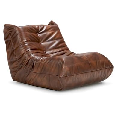 Hobestluk Giant Bean Bag Chair Lazy Floor Sofa, Memory Foam Fireside Sofa for Adults, Big Beanbag Faux Leather Armless Chair for Living Room Bedroom Dorm Office (Brown, Single) - Image 9