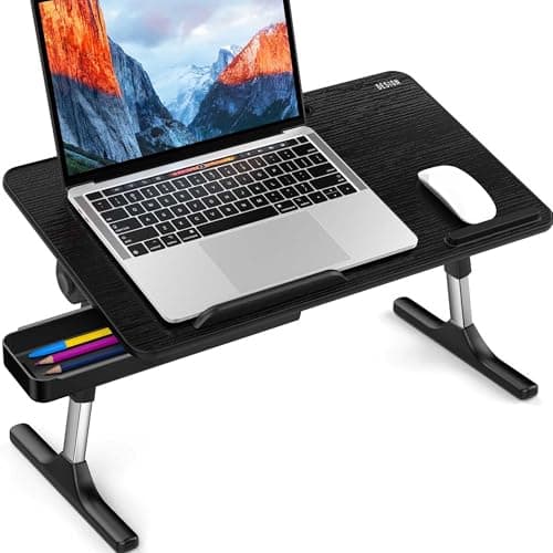 Besign LT05 Adjustable Laptop Table, Lap Desk, Portable Standing Bed Desk, Foldable Sofa Breakfast Tray, Notebook Computer Stand for Reading and Writing, Medium Size, Black - Image 1