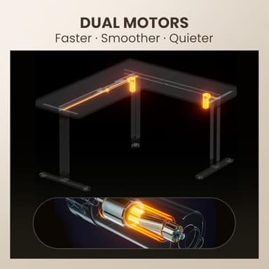 ErGear 63" x 55" Dual Motor L Shaped Standing Desk, Electric Height Adjustable, Extra Large Desktop, Interchangeable Installation of Left and Right Desktops, Suitable for Home Office, Black - Image 7