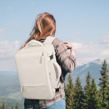Snoffic Travel Backpack for Women, Large Carry On Backpack for Travel, Waterproof Backpack Personal Item, Backpack for Women, laptop backpack 17.3 inch, College Bag Casual Daypack, Beige - Image 9