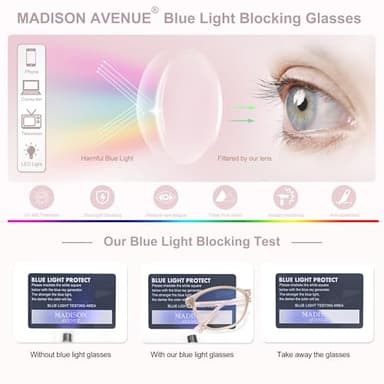 Madison Avenue TR90 Blue Light Blocking Glasses Anti Eyestrain UV Glare Blue Light Glasses for Women TV Phone Computer Gaming Eyeglasses (Nude Pink) - Image 4