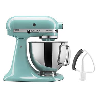 KitchenAid Value Bundle Artisan Series 5 Quart Tilt-Head Stand Mixer with Included Flex Edge Beater, KSM150FEAQ, Aqua Sky - Image 1