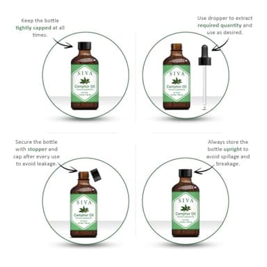 Siva Camphor Essential Oil - 4 Fl Oz – Natural Camphor Oil - for Diffuser, Face, Skin Care, Aromatherapy, Hair Care, Scalp and Body Massage - with Dropper - Image 2