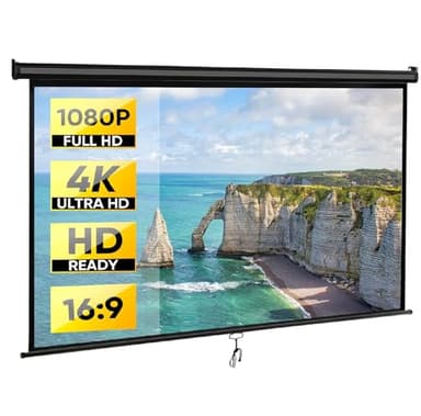 ZENY Outdoor Projector Screen Pull Down 80 Inch 16:9 HD Projection Screen, Roll Down Ceiling Projector Screen, Portable Indoor Outdoor Movie Screen - Image 1