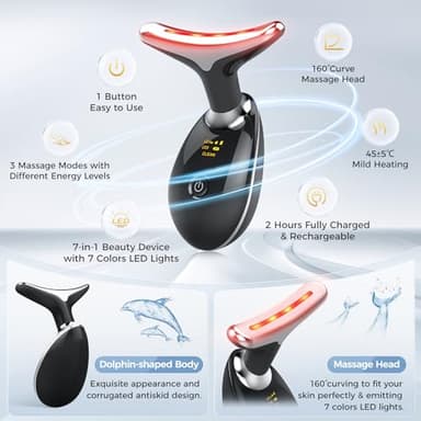 MCSYPOAL 7-in-1 Deplux Face Neck Massager for Skin Care at Home, Facial Massager Glossy Black - Image 3