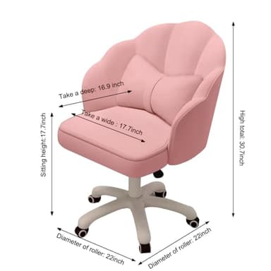 HDHNBA Vanity Chair Velvet Petal Desk Chair Upholstered Modern Tufted Home Office Chair with Back, Height Adjustable Computer Task Chair for Bedroom Living Room - Image 2