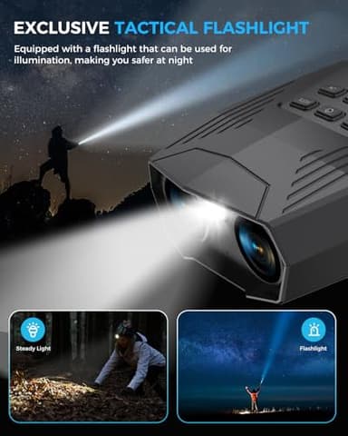 Night Vision Goggles - Night Vision Binoculars for Adults, 5000mAh Rechargeable Infrared Binoculars with 3'' Large Screen, 10X Digital Zoom External Flashlight for Camping - Image 6