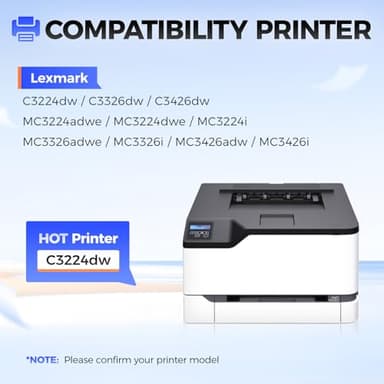 C3210K0 C3210C0 C3210M0 C3210Y0 Toner Cartridge(4-Pack with chip) Replacement Compatible for Lexmark C3224dw C3326dw C3426dw MC3224adwe MC3224dwe MC3224i MC3326adwe MC3326i MC3426adw MC3426i Printer - Image 2
