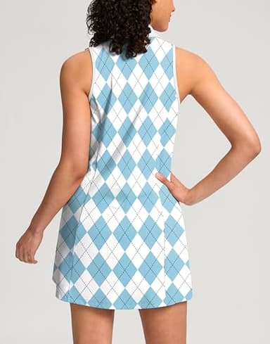 Soothfeel Golf Dress for Women Tennis Dresses with Shorts Pockets Sleeveless Sport Active Workout Athletic Dress (Blue_Plaid#White,M) - Image 2