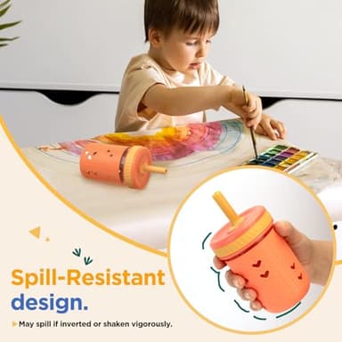 Tronco 8 oz Glass Sippy Cup for Toddlers, Kids Mason Jar Smoothie Cup with Silicone Sleeves & Spill Resistant Flexible Straw, Snack Cup, BPA-Free, Dishwasher Safe - Image 5