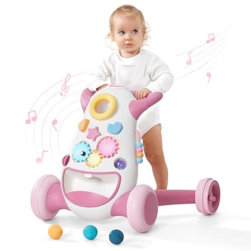 KÜB Montessori Baby Walker - Interactive Push Toy for Toddlers Learning to Walk with Soft Music & Lights, Adjustable Speed & Non-Slip Wheels, Educational Activity Center - Image 1