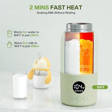 Portable Bottle Warmer for Travel,Formula Container to Go 12.8oz Baby Bottle Warmer with 2-Min Fast Heating,Milk Warmer for Baby Travel Essential with Long Time Keep Warm Function - Image 2