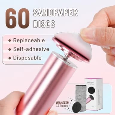Dermawave Electric Foot File Callus Remover for Feet, Professional Foot Scrubber Sander Grinder for Dead Skin Cracked Heel, Pedicure Tool with 60 Sandpaper Discs for Men & Women - Image 2