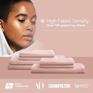 DOZ Sheet Set, 100% Viscose derived from Bamboo, Organically Grown, Buttery Soft, Cooling Sheets, High GSM, Deep Pockets - 3 Piece - 2 Pillowcases 1 Fitted Sheet (Blush, Queen) - Image 5