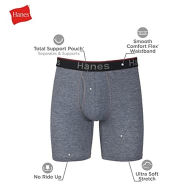 Hanes Total Support Pouch Men's Boxer Briefs Pack, Anti-Chafing, Moisture-Wicking Underwear, Odor Control (Reg or Long Leg) - Image 5