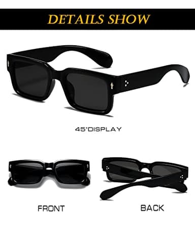EYLRIM Square Frame Sunglasses for Women Men Trendy Chunky Rectangle Sun Glasses Black Shades UV400 Protection(A1 Black/Grey) - Image 5
