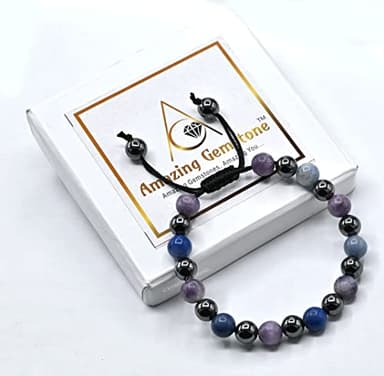 Amazing Gemstone Stop Drinking Alcohol Manifestation Bracelet - Lepidolite Blue Aventurine Hematite Bracelet Set for Men Women Healing Calming Anxiety Stress Relief Gifts(Adjustable) - Image 7