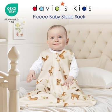 david's kids Micro Fleece Baby Sleep Sack 0-6 Months, Warm Baby Wearable Blankets with 2-Way Zipper, 2 Pack Sleeping Bags for Infant Newborn Boys Girls Neutral, Small Size, Forest/Woodland Animals - Image 2