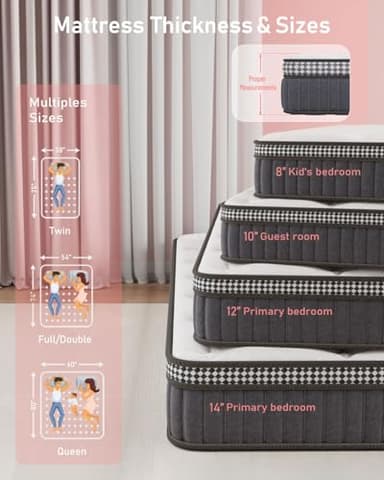 LegacyAmerhome Mattress Queen Size, 12 inch Hybrid Queen Mattresses in a Box, with Gel Memory Foam, Pocket Springs for Motion Isolation, Medium Firm Matress, CertiPUR-US, 100-Night Trial, 60"x80"x11" - Image 7