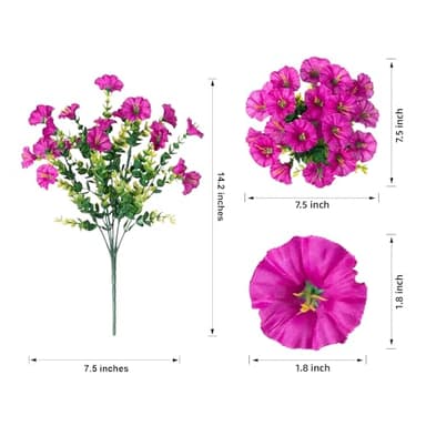 HyeFlora Artificial Flowers for Outdoors Fake Plants Outside Decoration, 12 Bundles Silk Colorful Morning Glory with Eucalyptus UV Resistant Realistic Faux Flowers for Planter Porch Patio Yard Garden - Image 2