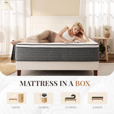 Queen Mattress, 12 Inch Queen Size Hybrid Mattresses in a Box, Medium Feel Foam and Individual Pocket Springs, Fiberglass Free Bed Mattress, Extra Edge Support, Pressure Relief, CertiPUR-US - Image 7