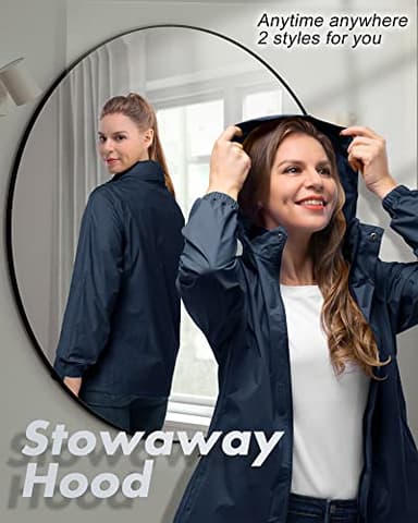 33,000ft Women's Rain Jacket Waterproof Lightweight Packable Raincoat with Hood for Golf Hiking Travel Windbreaker - Image 3