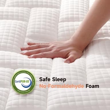 Z-hom Mattress Full Size, 10 Inch Hybrid Euro Top Bed in a Box, Individually 5-Zone Pocketed Spring Mattress for Pressure Relief & Motion Isolation, Plush Foam Innerspring, Black - Image 3