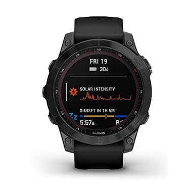Garmin 010-02540-34 fenix 7 Sapphire Solar, adventure smartwatch, Solar Charging Capabilities, rugged outdoor GPS watch, touchscreen, health and wellness features, Black DLC Titanium with Black Band - Image 1