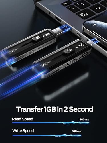 MOVE SPEED USB Drive 1TB External SSD 560MB/s Read Speed, USB 3.2+USB C Dual Ports External Drive, Portable SSD 3-Stage Push-Pull Design for iPhone 15/16/17 Series/Mac/Android - Image 2