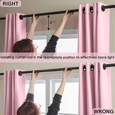 Rutterllow 100% Blackout Curtains, 84 Inches Long Full Blackout Drapes for Bedroom/Kids Room, Thermal Insulated Living Room Window Treatment Drapes (Set of 2 Panels, Pink, 52 x 84 inch) - Image 4