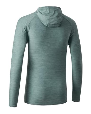 Willit Men's Sun Shirts UPF 50+ Rash Guard Long Sleeve Sun Protection Hoodie SPF UV Fishing Lightweight Athletic Running Slubby Cyan M - Image 2