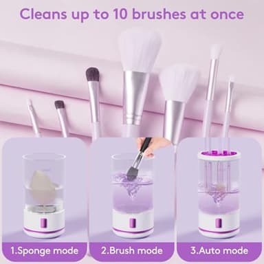 Electric Makeup Brush Cleaner machine, 2 in 1 Makeup Brush Washer, Battery Operated Automatic Spinning Cosmetic Brush Cleaner Ceanser For All Type Brushes Sponges - Image 4