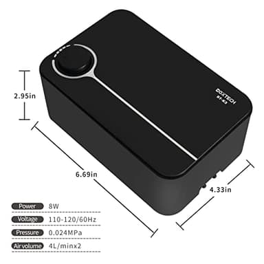 Aquarium Ultra-Quiet Air Pump - Adjustable Fish Tank Aerator with Dual Outlet Pump, 8w 8L/min Oxygen Pump for 20-600 Gallon Tank (Only Air Pump) - Image 7